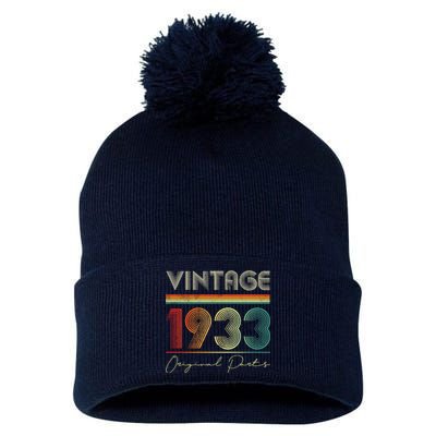 1933 Birthday Retro Original Parts 90th Birthday Pom Pom 12in Knit Beanie