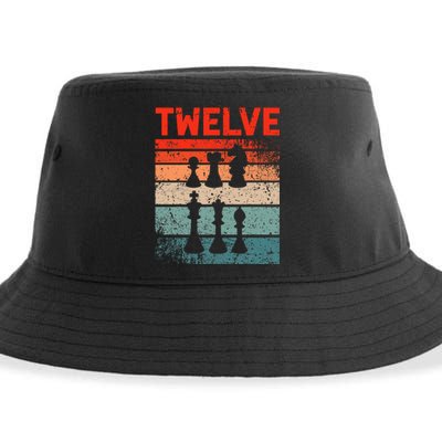 12th Birthday Retro Chess 12 Years Old Sustainable Bucket Hat