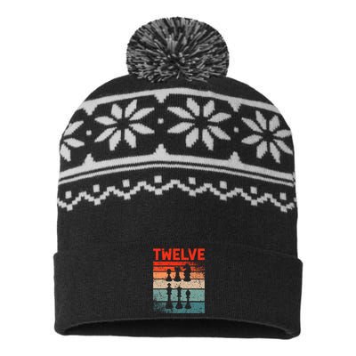 12th Birthday Retro Chess 12 Years Old USA-Made Snowflake Beanie