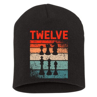 12th Birthday Retro Chess 12 Years Old Short Acrylic Beanie