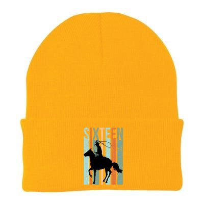 16th Birthday Retro Rodeo Horse Lovers Cow Rider Teen Gift Knit Cap Winter Beanie