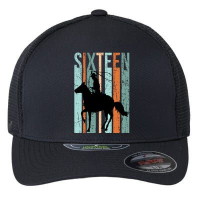 16th Birthday Retro Rodeo Horse Lovers Cow Rider Teen Gift Flexfit Unipanel Trucker Cap