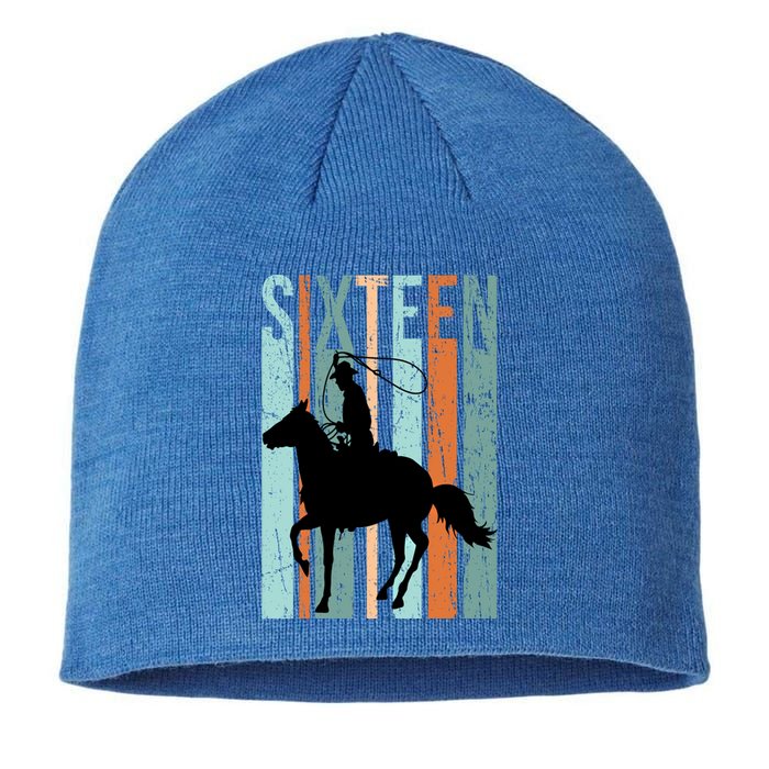 16th Birthday Retro Rodeo Horse Lovers Cow Rider Teen Gift Sustainable Beanie