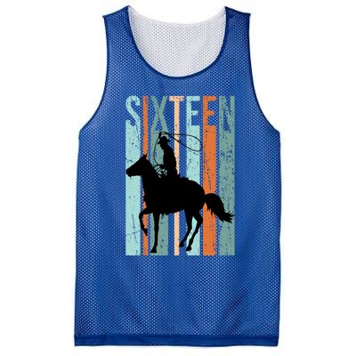 16th Birthday Retro Rodeo Horse Lovers Cow Rider Teen Gift Mesh Reversible Basketball Jersey Tank