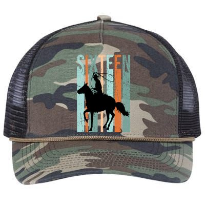 16th Birthday Retro Rodeo Horse Lovers Cow Rider Teen Gift Retro Rope Trucker Hat Cap