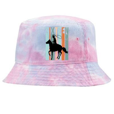 16th Birthday Retro Rodeo Horse Lovers Cow Rider Teen Gift Tie-Dyed Bucket Hat