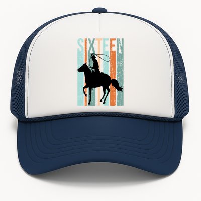 16th Birthday Retro Rodeo Horse Lovers Cow Rider Teen Gift Trucker Hat