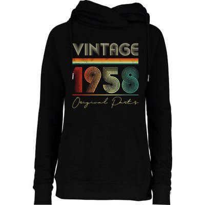 1958 Birthday Retro Original Parts 65th Birthday Womens Funnel Neck Pullover Hood