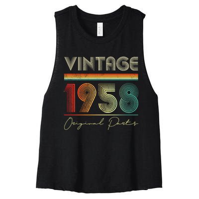 1958 Birthday Retro Original Parts 65th Birthday Women's Racerback Cropped Tank