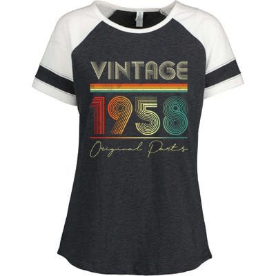 1958 Birthday Retro Original Parts 65th Birthday Enza Ladies Jersey Colorblock Tee