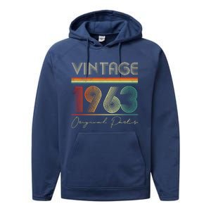 1963 Birthday Retro Original Parts 60th Birthday Performance Fleece Hoodie