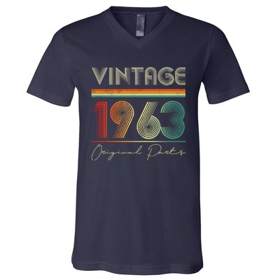 1963 Birthday Retro Original Parts 60th Birthday V-Neck T-Shirt