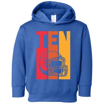 10th Birthday Retro American Football 10 Years Old Gift Toddler Hoodie