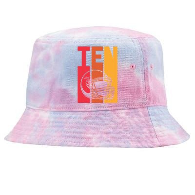 10th Birthday Retro American Football 10 Years Old Gift Tie-Dyed Bucket Hat