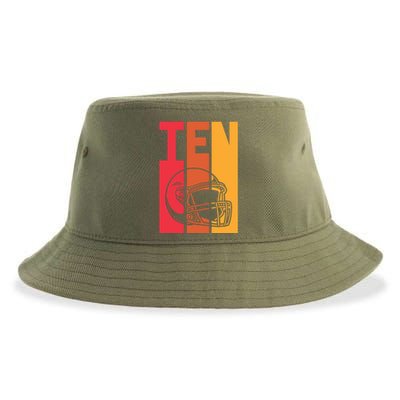 10th Birthday Retro American Football 10 Years Old Gift Sustainable Bucket Hat