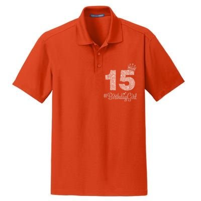 15 #BirthdayGirl Sweet fifteen 15th Pink Crown Tee for Girl Dry Zone Grid Polo