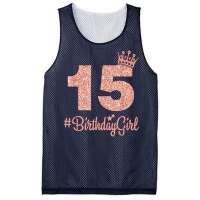 15 #BirthdayGirl Sweet fifteen 15th Pink Crown Tee for Girl Mesh Reversible Basketball Jersey Tank