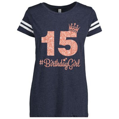 15 #BirthdayGirl Sweet fifteen 15th Pink Crown Tee for Girl Enza Ladies Jersey Football T-Shirt