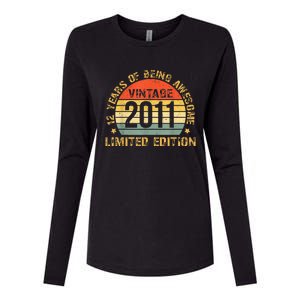 12yr BDay Son Boy Funny 2011 12th 12 Year Old Birthday Womens Cotton Relaxed Long Sleeve T-Shirt