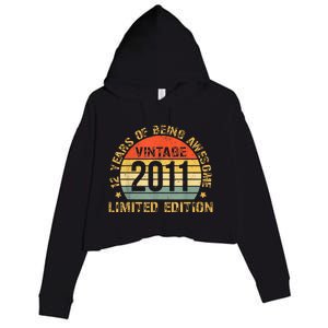 12yr BDay Son Boy Funny 2011 12th 12 Year Old Birthday Crop Fleece Hoodie