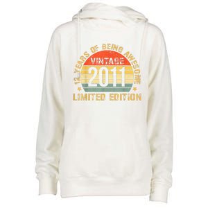 12yr BDay Son Boy Funny 2011 12th 12 Year Old Birthday Womens Funnel Neck Pullover Hood