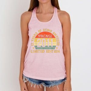 12yr BDay Son Boy Funny 2011 12th 12 Year Old Birthday Women's Knotted Racerback Tank