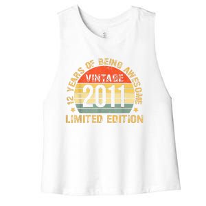 12yr BDay Son Boy Funny 2011 12th 12 Year Old Birthday Women's Racerback Cropped Tank