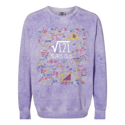 11th Birthday Square Root Of 121 11 Years Old Math Lover Colorblast Crewneck Sweatshirt