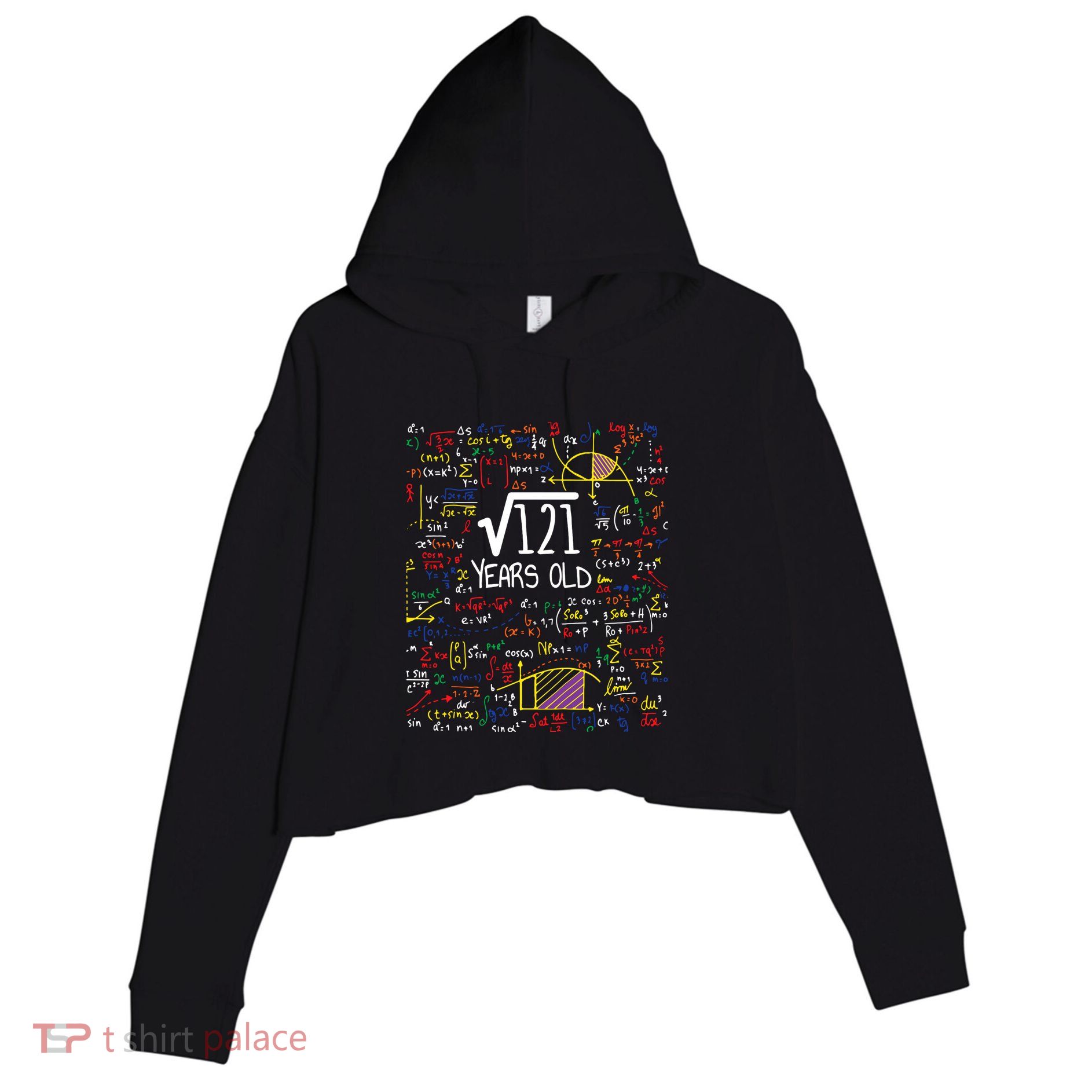 11th Birthday Square Root Of 121 11 Years Old Math Lover Crop Fleece Hoodie