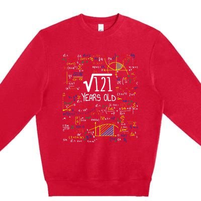 11th Birthday Square Root Of 121 11 Years Old Math Lover Premium Crewneck Sweatshirt