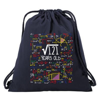 11th Birthday Square Root Of 121 11 Years Old Math Lover Drawstring Bag