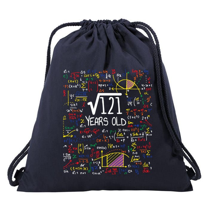 11th Birthday Square Root Of 121 11 Years Old Math Lover Drawstring Bag