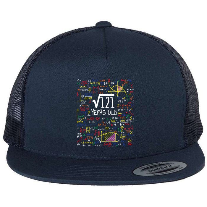 11th Birthday Square Root Of 121 11 Years Old Math Lover Flat Bill Trucker Hat