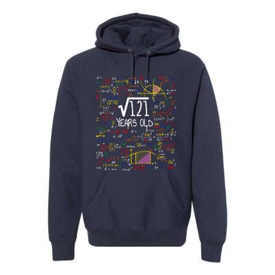 11th Birthday Square Root Of 121 11 Years Old Math Lover Premium Hoodie