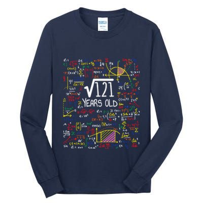 11th Birthday Square Root Of 121 11 Years Old Math Lover Tall Long Sleeve T-Shirt