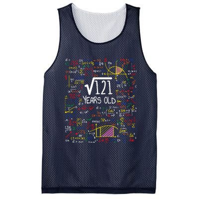 11th Birthday Square Root Of 121 11 Years Old Math Lover Mesh Reversible Basketball Jersey Tank