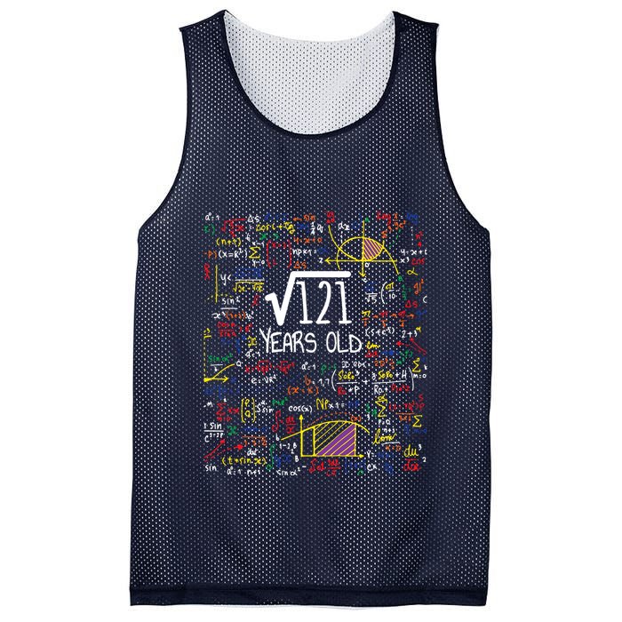 11th Birthday Square Root Of 121 11 Years Old Math Lover Mesh Reversible Basketball Jersey Tank