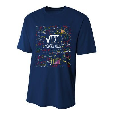 11th Birthday Square Root Of 121 11 Years Old Math Lover Performance Sprint T-Shirt