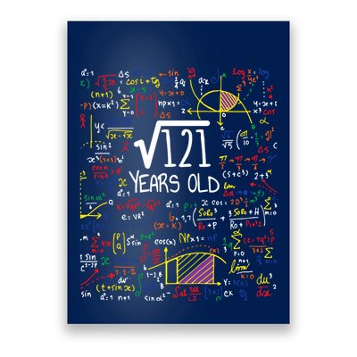 11th Birthday Square Root Of 121 11 Years Old Math Lover Poster