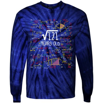 11th Birthday Square Root Of 121 11 Years Old Math Lover Tie-Dye Long Sleeve Shirt