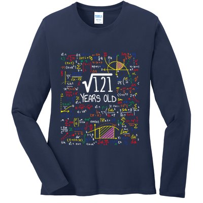 11th Birthday Square Root Of 121 11 Years Old Math Lover Ladies Long Sleeve Shirt