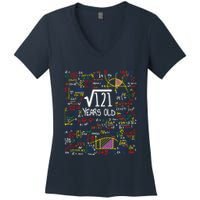 11th Birthday Square Root Of 121 11 Years Old Math Lover Women's V-Neck T-Shirt