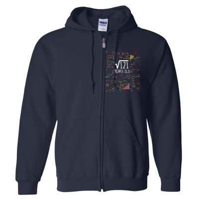 11th Birthday Square Root Of 121 11 Years Old Math Lover Full Zip Hoodie