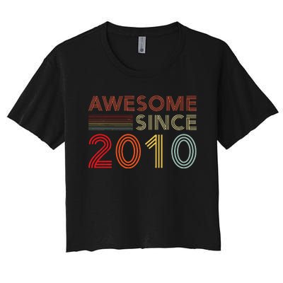 13yr BDay Son Boy Funny 2010 13th 13 Year Old Birthday Women's Crop Top Tee