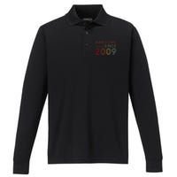 14yr BDay Son Boy Funny 2009 14th 14 Year Old Birthday Performance Long Sleeve Polo