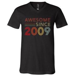 14yr BDay Son Boy Funny 2009 14th 14 Year Old Birthday V-Neck T-Shirt