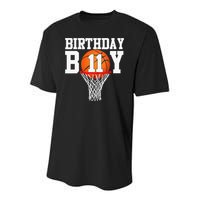 11th Birthday Sport 11 Years Old Basketball 11 Youth Performance Sprint T-Shirt