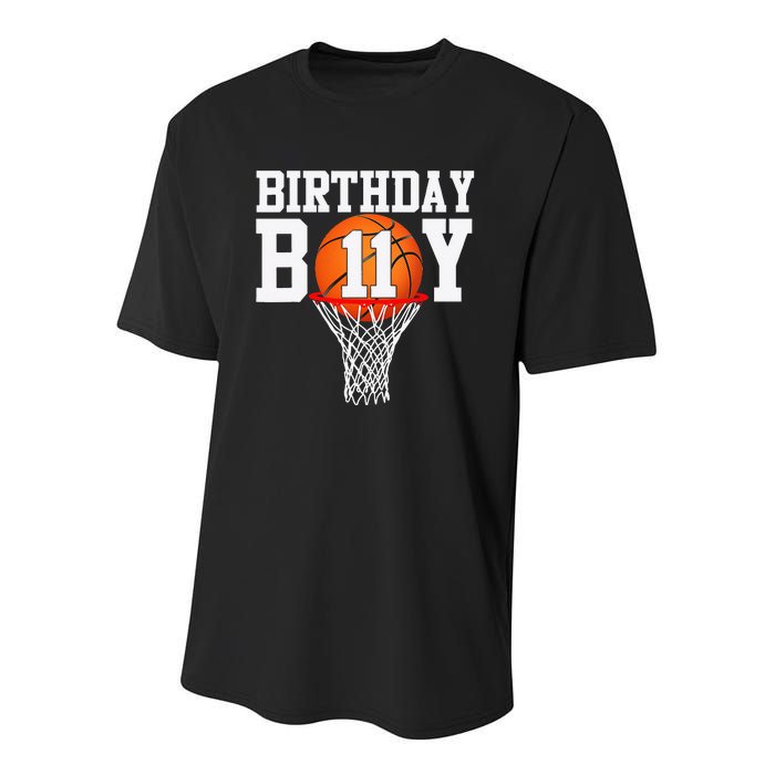 11th Birthday Sport 11 Years Old Basketball 11 Youth Performance Sprint T-Shirt