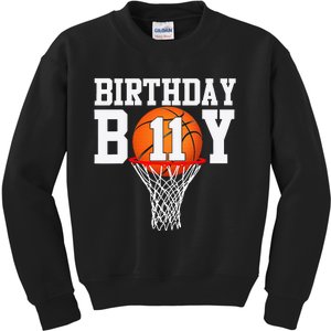 11th Birthday Sport 11 Years Old Basketball 11 Kids Sweatshirt