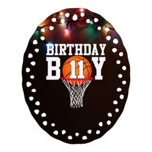 11th Birthday Sport 11 Years Old Basketball 11 Ceramic Oval Ornament